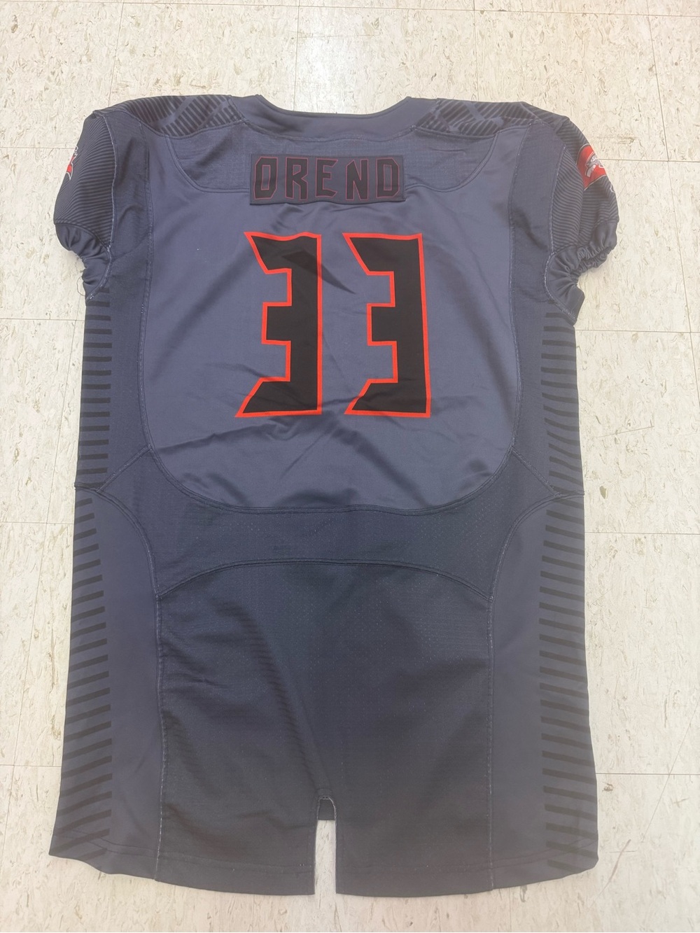 Custom Football Jersey #33 in Navy with Red Trim